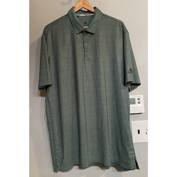 Adidas Shirt Polo Three Stripe Side‎ Panel Geo Print Golf Athletic Casual XXL - Picture 1 of 10
